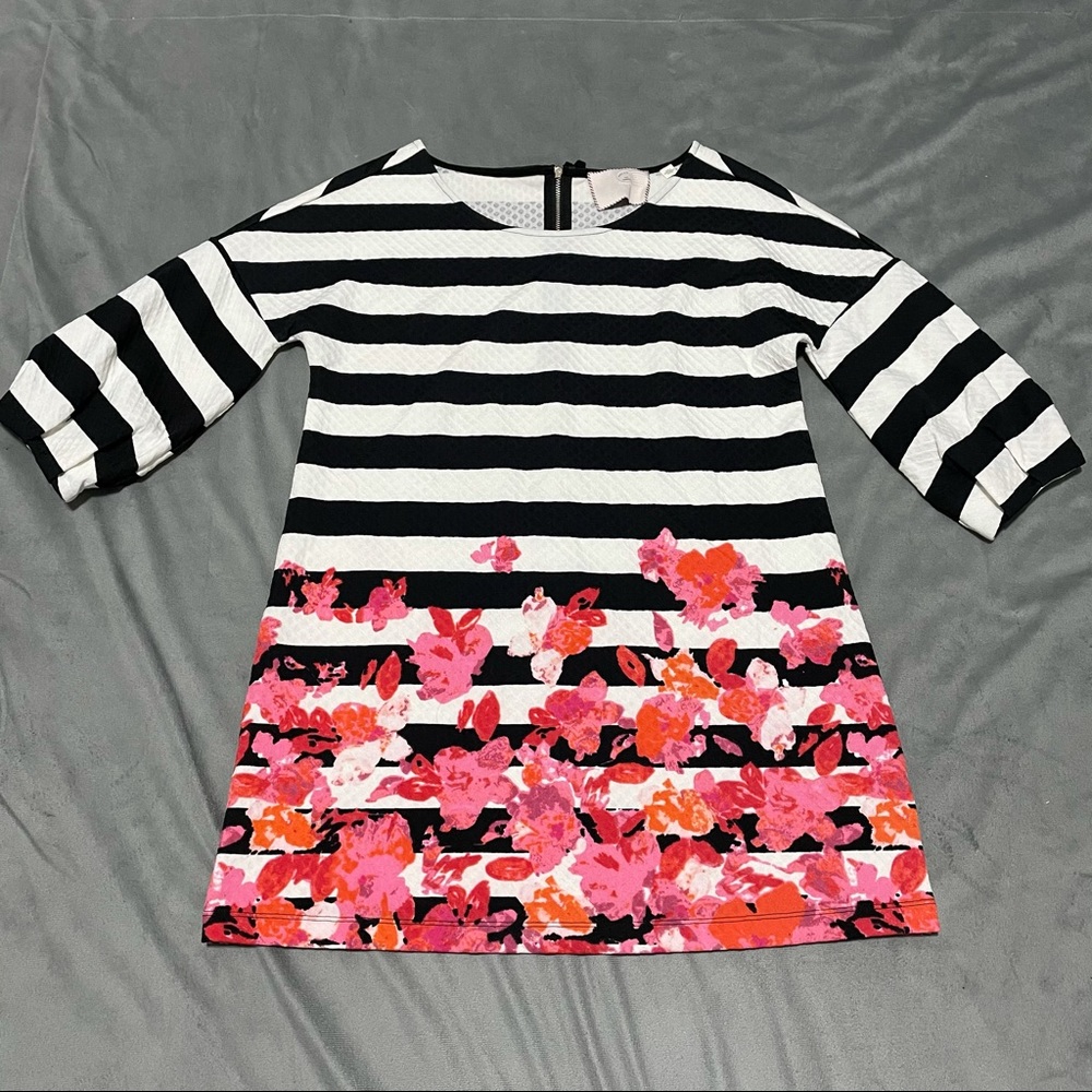 Anthropologie Postmark Linnea Stripe Floral Tunic EUC XS